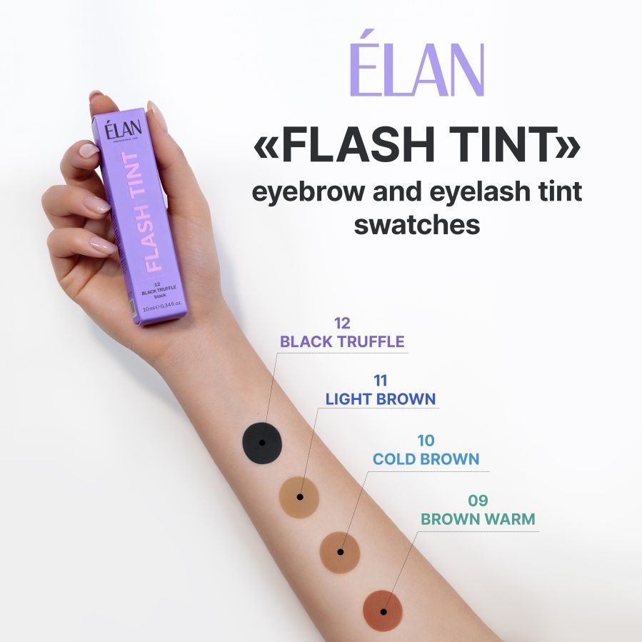 ELAN Система прямого фарбування брів та вій "FLASH TINT" 12 black truffle 10мл 0000001191 фото